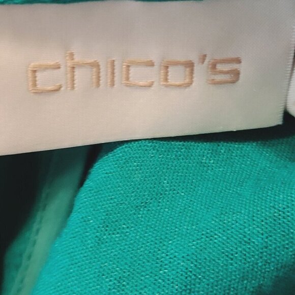 Chico's Moto Soft Textured Jacket Teal Blue Sz 1 Med Zippered Pockets Open Front - Picture 5 of 12